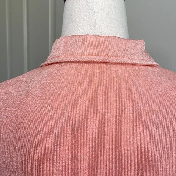 SPORTSGIRL Sz S metallic peach cropped button up short sleeved top - Picture 7 of 12